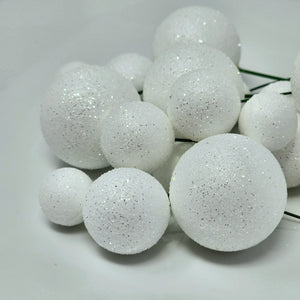 White Glitter Balls 20pk