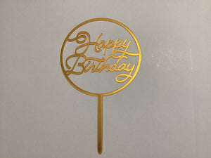Gold Happy Birthday Topper w/ Circle