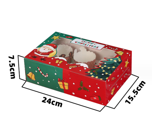 6-Cup Christmas Cupcake Box