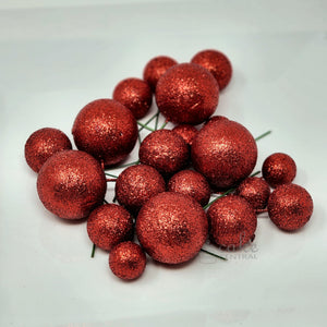 Red Glitter Balls 20pk