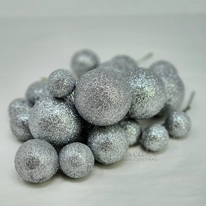 Silver Glitter Balls 20pk