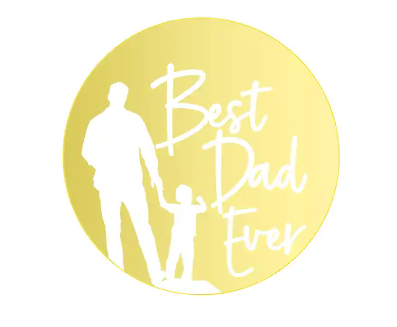 "Best Dad Ever w/ Man & Boy" Acrylic Disc Topper (GOLD)