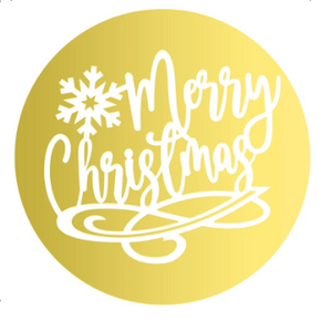 "Merry Christmas w/ Snowflake" Acrylic Disc Topper (GOLD)