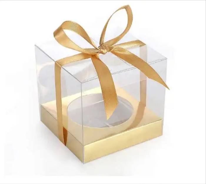 Clear Cupcake Box w/ Gold Insert