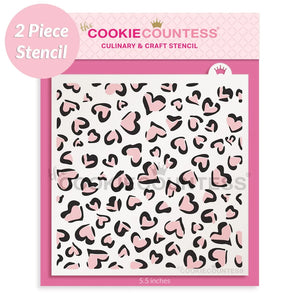 2pc Leopard Print Heart Stencil