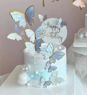 Blue Butterfly Cake Topper Kit (10pcs)
