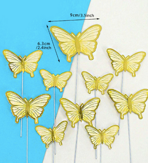 Gold & White Butterfly Cake Topper Kit (10pcs)