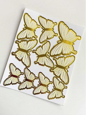 Gold & White Butterfly Cake Topper Kit (10pcs)