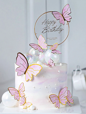 Pink and Gold Butterfly Cake Topper Kit (10pcs)