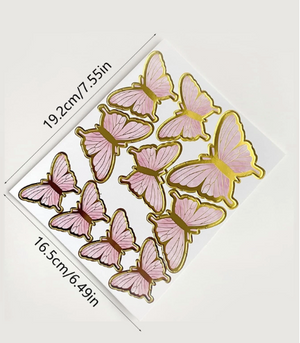 Pink and Gold Butterfly Cake Topper Kit (10pcs)