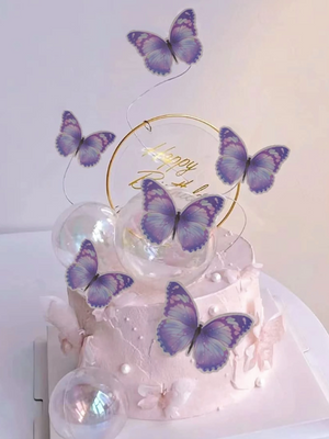 Purple Butterfly Cake Topper Kit (10pcs)