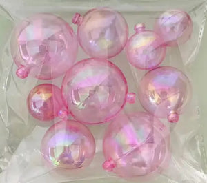 Pink Iridescent Plastic Balls 9pk