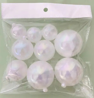 White Iridescent Plastic Balls 9pk