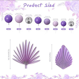 Purple & Silver Cake Topper Set (33pcs)