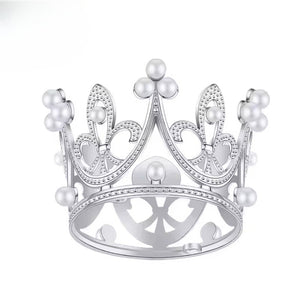 Tiara with Pearl Clusters Cake Topper (Silver)