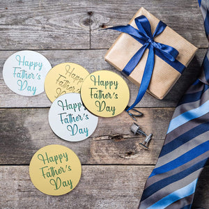 "Happy Father's Day" Acrylic Disc Topper (GOLD & SILVER)