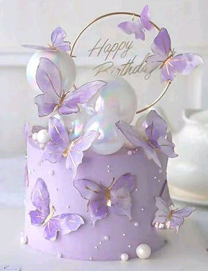 Purple & Gold Butterfly Cake Topper Kit (10pcs)