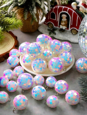 Iridescent White Disco Balls