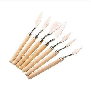 Wooden Handled, Stainless Steel Cake Decorating Spatulas (7pcs)