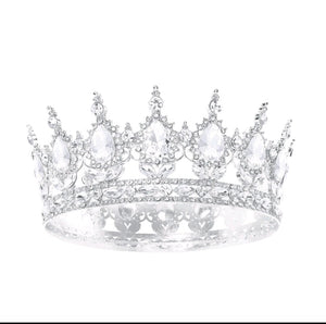6" Elegant Diamomd Crown Cake Topper (Silver