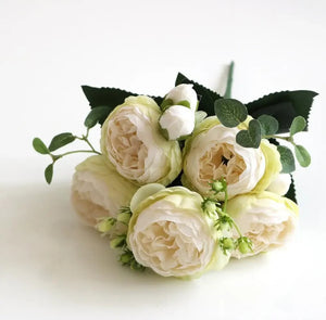 Peony Bridal Bouquet (White w/ Green)