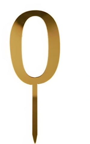 "0" Acrylic Gold Cake Topper