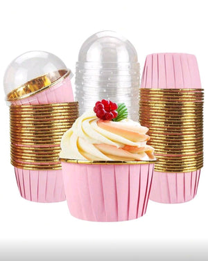 Pink Cupcake Foil Pan w/ Clear Lid