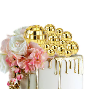 Gold Disco Balls Cake Toppers