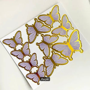 Purple & Gold Butterfly Cake Topper Kit (10pcs)