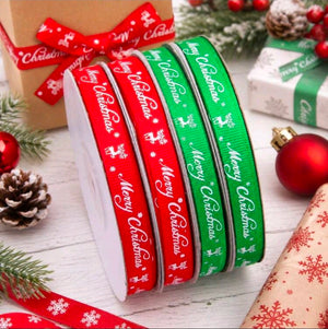 0.39" Green Merry Christmas Ribbon