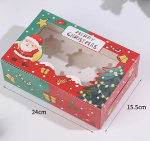 6-Cup Christmas Cupcake Box