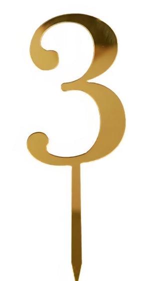 "3" Acrylic Gold Cake Topper⁹