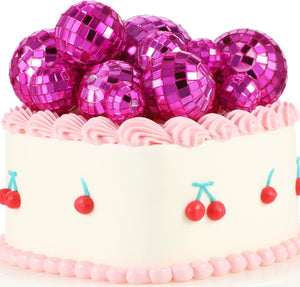 Pink Disco Balls Cake Toppers