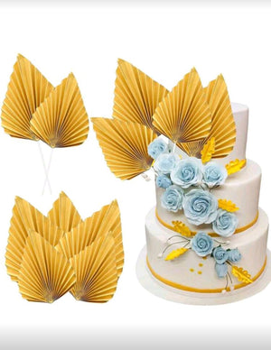 Gold Fan Cake Toppers 2pcs