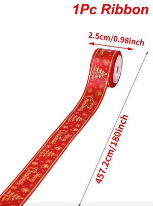 Red Merry Christmas  Ribbon w/Gold Trim