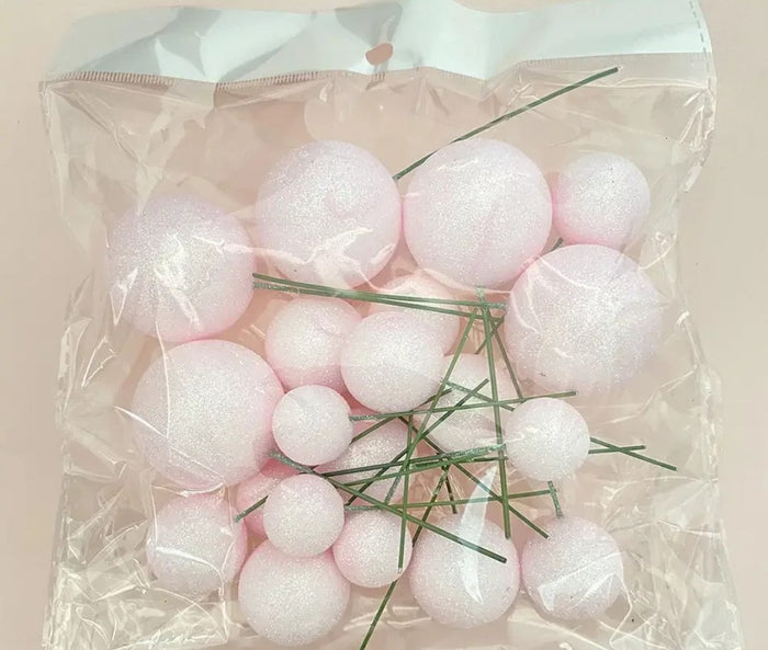 White/ Pink Iridescent Glitter Balls 20pk