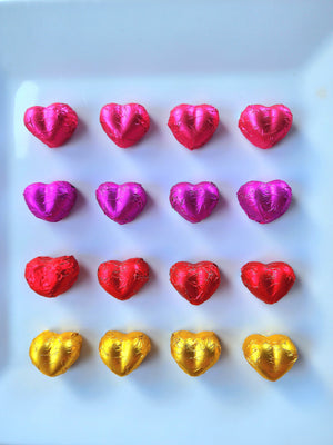 Multi-colored Foil-Wrapped Chocolate Hearts