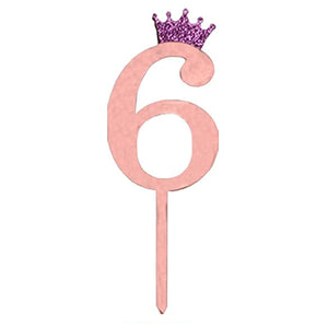"6" Acrylic Pink Cake Topper w/ Crown