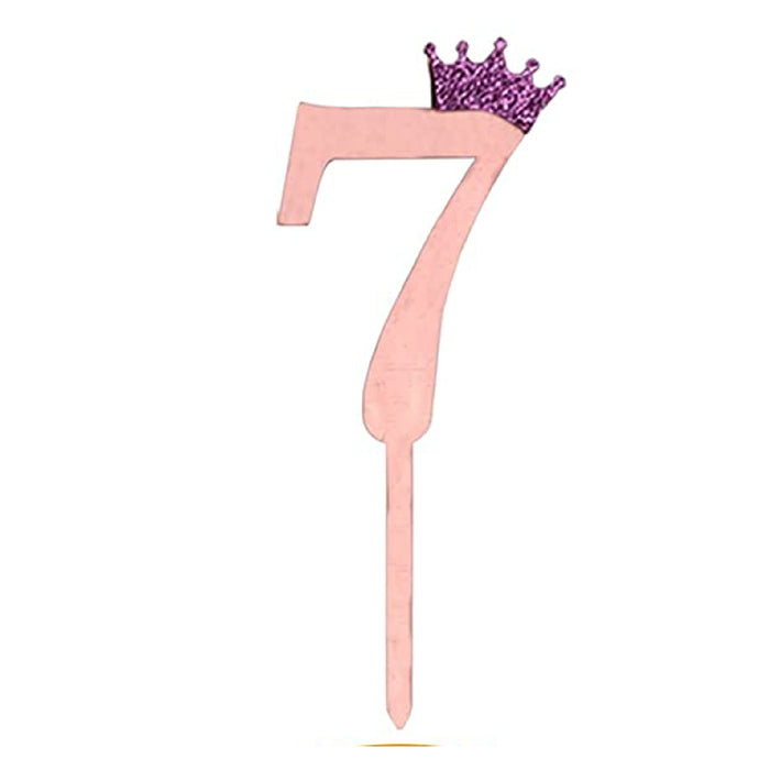 "7" Acrylic Pink Cake Topper w/ Crown
