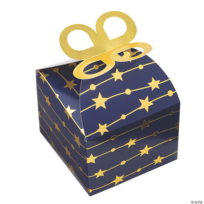 Blue Holiday Favor Box with Bow Top