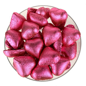 Pink Foil-Wrapped Chocolate Hearts