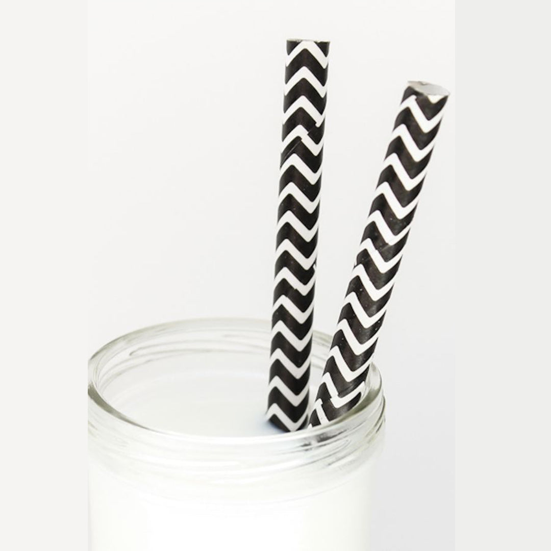 Chevron Patterned Paper Straws: Black – Cake Central Barbados