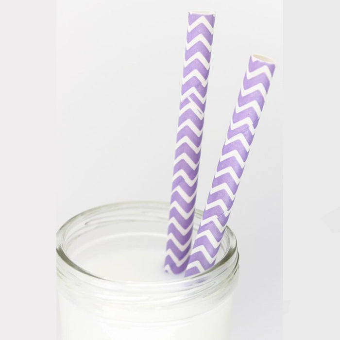 Chevron Patterned Paper Straws: Light Purple