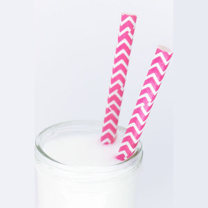 Chevron Patterned Paper Straws: Pink
