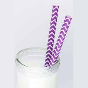 Chevron Patterned Paper Straws: Purple