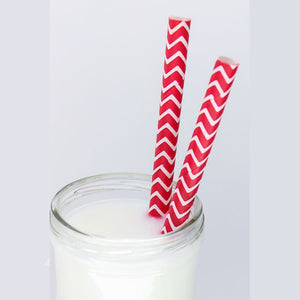 Chevron Patterned Paper Straws: Red