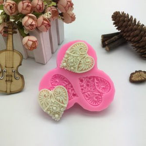 Flower Scroll Heart Silicone Mold