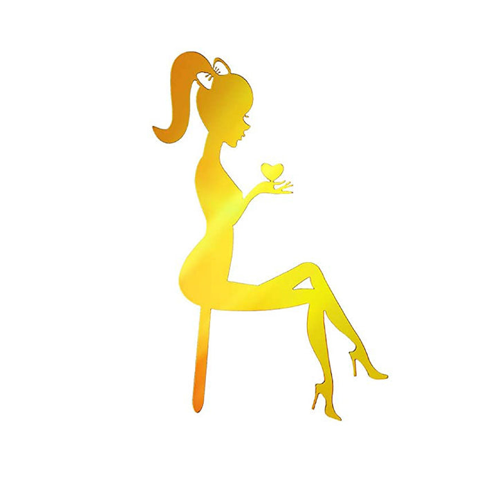 Sitting Girl Silhouette with Heart (Gold)
