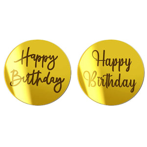 "Happy Birthday" Acrylic Disc Topper (GOLD)