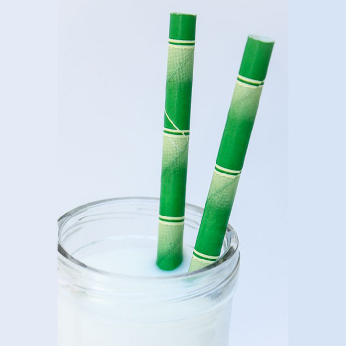 Patterned Paper Straws: Green Bamboo